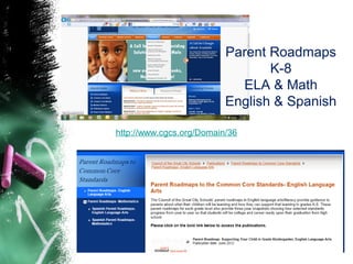 Parent Roadmaps
K-8
ELA & Math
English & Spanish
http://www.cgcs.org/Domain/36

 
