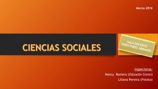 Inspectoras:
Nancy Romero (Educación Común)
Liliana Pereira (Práctica)
Marzo 2016
 