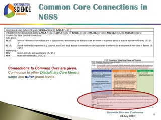 25 
Connections to Common Core are given. 
Connection to other Disciplinary Core Ideas in same and other grade levels. 
7 October 2014 
Information Updated  