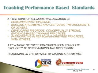 30 
Minimum Standards for School Approval 
Ed 306.371 English Language Arts and Reading applies on July 1, 2015 
(b) (1) Provide students with teaching and instructional practices that: 
a. Prepare students to comprehend and evaluate complex texts across a range of types and disciplines, and to construct effective arguments and convey intricate 
or multifaceted information; 
b. Establish a base of knowledge across a wide range of subject matter by engaging with works of quality and substance; 
c. Prepare students to adapt communication in relation to audience, task, purpose, and discipline; 
d. Establish students as engaged and open-minded, but discerning, readers and listeners; 
e. Prepare students to cite specific evidence when offering an oral or written interpretation of a text; 
7 October 2014 
Information Updated 
Key Shifts in English Language Arts  