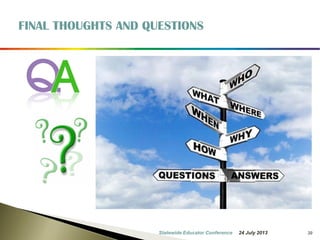 39 
Points to Consider: 
•“Reasoning practices” in all content areas have to be enacted, and for learners, most are enacted socially, through talk and writing. 
•“Social” does not just mean student-led group work. Well- structured social interaction builds in time to think as an individual – making thinking available - metacognition. 
7 October 2014 
Information Updated  