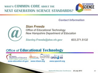 40 
“Reasoning” practices are common to all modern sets of standards. That means big bang for the buck. 
The practices of discussion transfer from one content domain to another. 
We now know a great deal about how to induct students, from all backgrounds, into these reasoning practices, through rigorous, content-rich, teacher-guided discussions. 
Good teaching has always supported these practices. 
7 October 2014 
Information Updated  