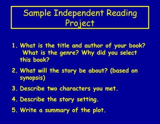 MSSD Freshman Literacy Project | PPT