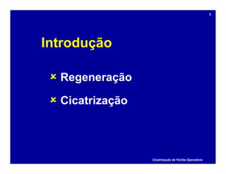 Introdução
 Regeneração
 Cicatrização
Cicatrização da Ferida Operatória
5
 