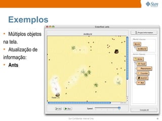 Exemplos Múltiplos objetos na tela. Atualização de informação: Ants 