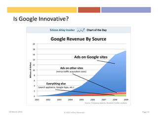 Is Google Innovative?




18 March 2010          © 2010 Jeffrey Alexander   Page 25
 