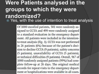 Were Patients analysed in the
groups to which they were
randomized?
   Yes, with the use of intention to treat analysis
 