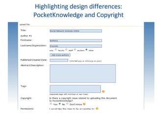 Highlighting design differences: PocketKnowledge and Copyright 