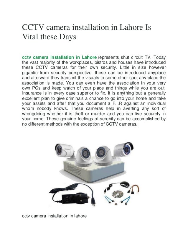 CCTV camera installation in Lahore Is Vital these Days