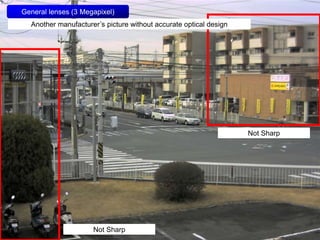 General lenses (3 Megapixel)
Another manufacturer’s picture without accurate optical design
Not Sharp
Not Sharp
 