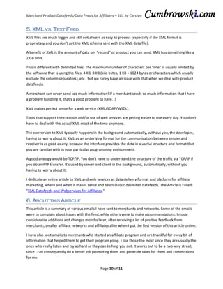 Merchant Product Datafeeds for Affiliates 101