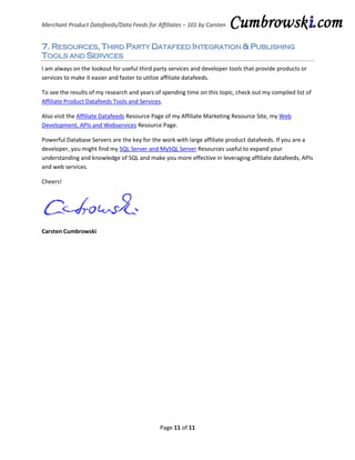 Merchant Product Datafeeds for Affiliates 101