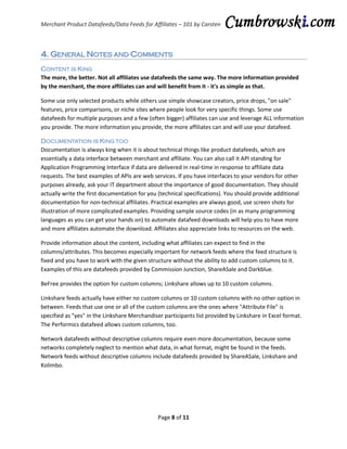 Merchant Product Datafeeds for Affiliates 101