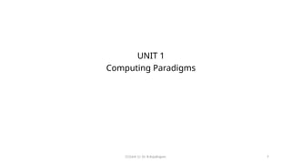 CC(Unit 1): Dr. B.Rajalingam 7
UNIT 1
Computing Paradigms
 