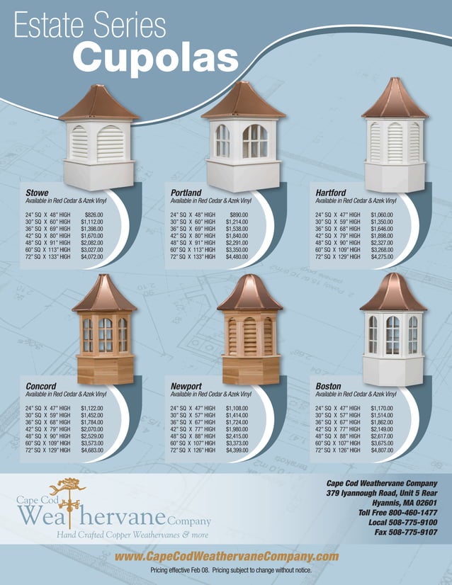Ccw estate cupola price list PDF