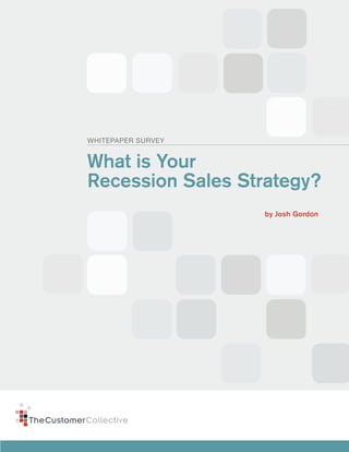 SeCTIOn 1




            WhITepapeR SURVey


            What is Your
            Recession Sales Strategy?
                                                         by Josh Gordon




                                                                                1
                                The CUSTOMeR COLLeCTIVe | ReCeSSIOn SaLeS STRaTegy
 