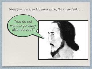 Now, Jesus turns to His inner circle, the 12, and asks . . .


   “You do not
 want to go away
  also, do you?”
 