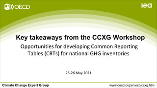 Climate Change Expert Group www.oecd.org/env/cc/ccxg.htm
Key takeaways from the CCXG Workshop
Opportunities for developing Common Reporting
Tables (CRTs) for national GHG inventories
25-26 May 2021
 