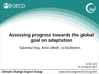 Climate Change Expert Group www.oecd.org/env/cc/ccxg.htm
Assessing progress towards the global
goal on adaptation
Saleemul Huq, Anne Olhoff, co-facilitators
CCXG GFE
14-15 March 2017
 