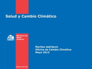 Salud y Cambio Climático
Maritza Jadrijevic
Oficina de Cambio Climático
Mayo 2013
 