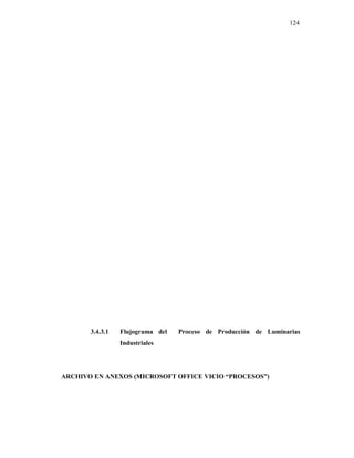 124
3.4.3.1 Flujograma del Proceso de Producción de Luminarias
Industriales
ARCHIVO EN ANEXOS (MICROSOFT OFFICE VICIO “PROCESOS”)
 