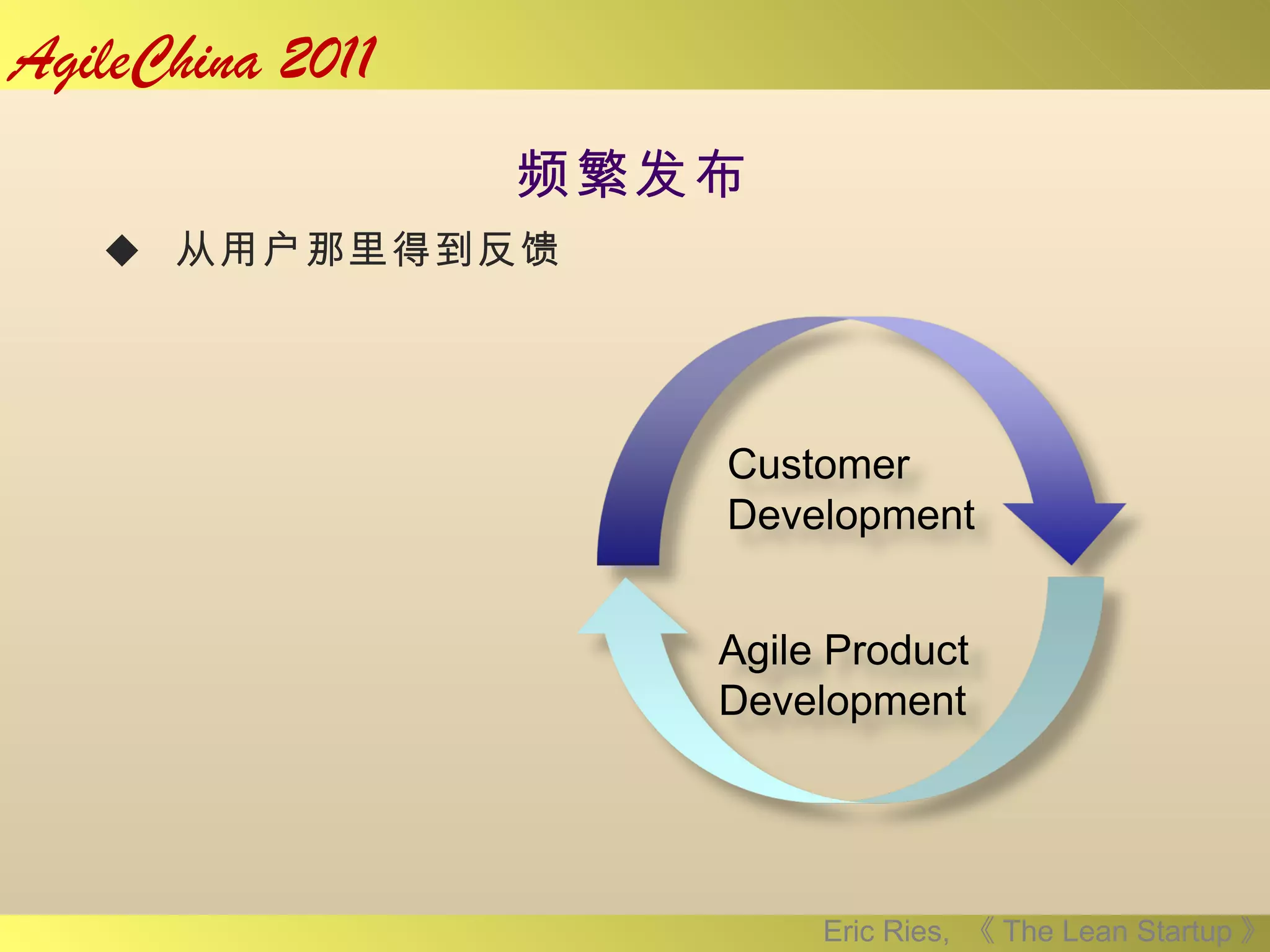 频繁发布 从用户那里得到反馈 Eric Ries,  《 The Lean Startup 》 Customer Development Agile Product Development 