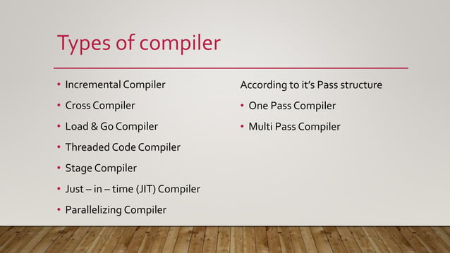 Types of Compilers