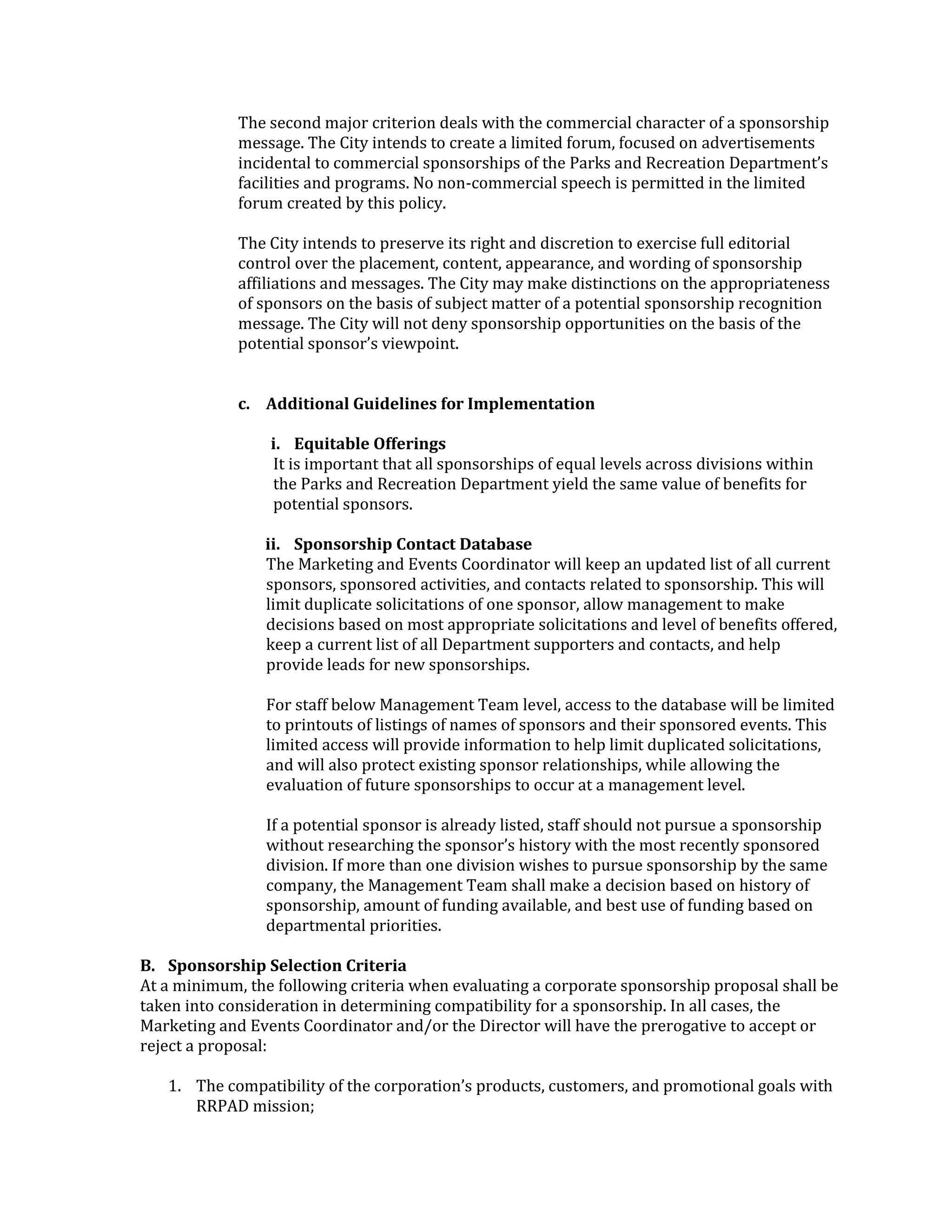 Round Rock PARD Sponsorship Policy PDF