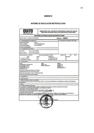 130
ANEXO II
INFORME DE REGULACIÓN METROPOLITANA
 