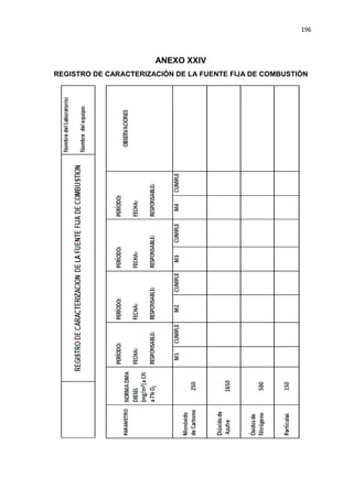 196
ANEXO XXIV
REGISTRO DE CARACTERIZACIÓN DE LA FUENTE FIJA DE COMBUSTIÓN
 