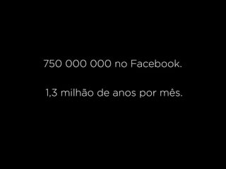 750 000 000 no Facebook.

1,3 milhão de anos por mês.
 