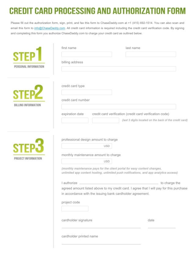 cd credit card processing authorization form 1 credit card processing form