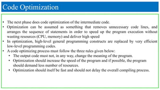 The Phases of a Compiler | PPTX | Programming Languages | Computing