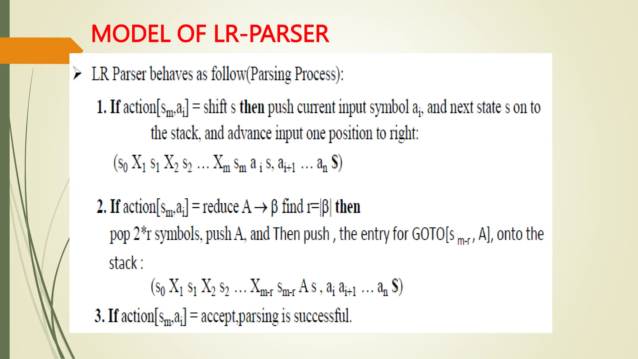 MODEL OF LR-PARSER
 