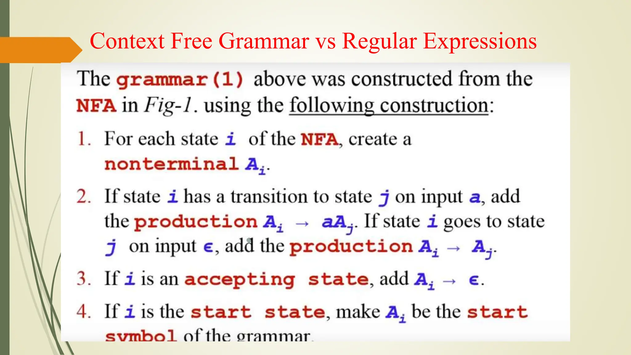 Context Free Grammar vs Regular Expressions
 