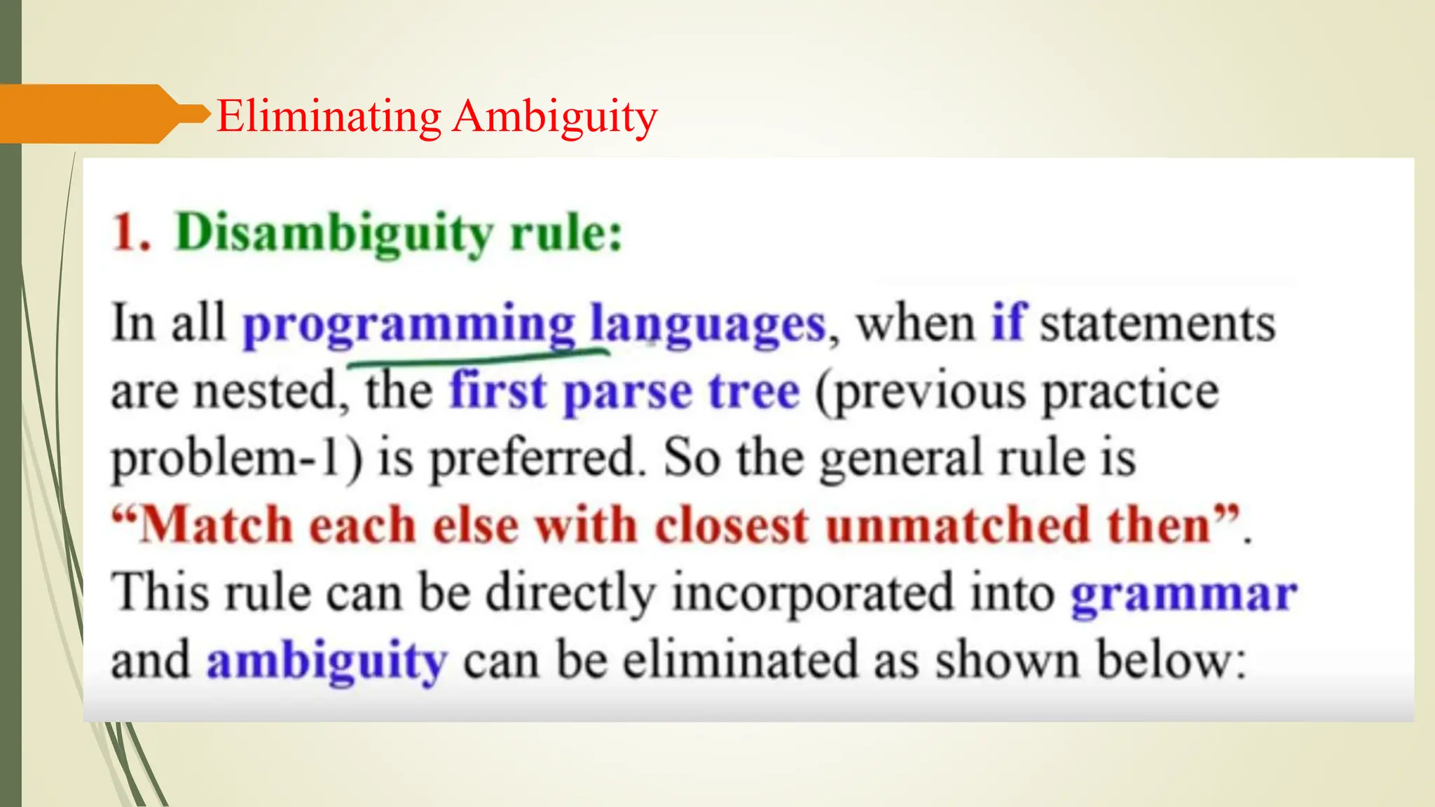 Eliminating Ambiguity
 