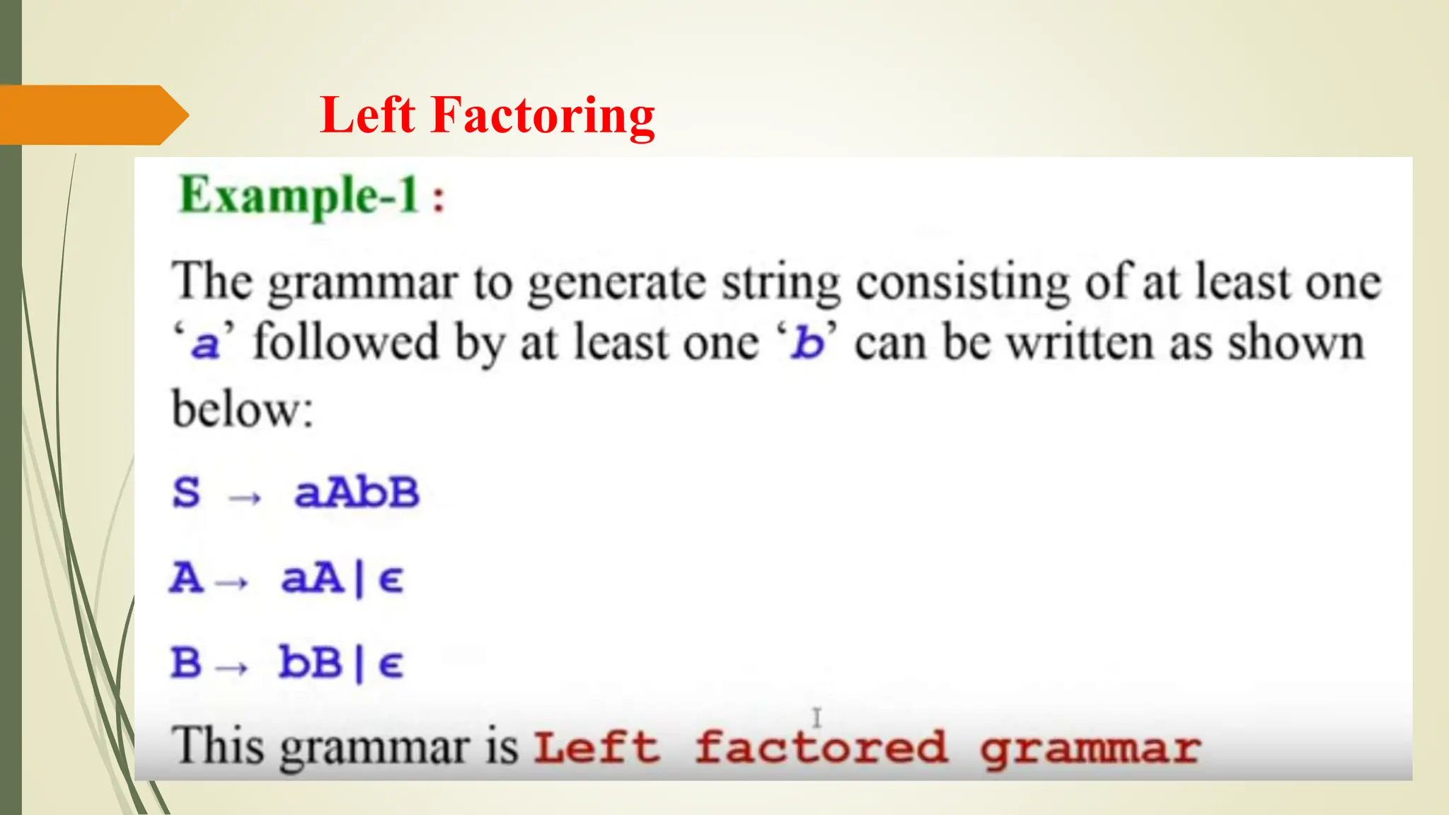 Left Factoring
 