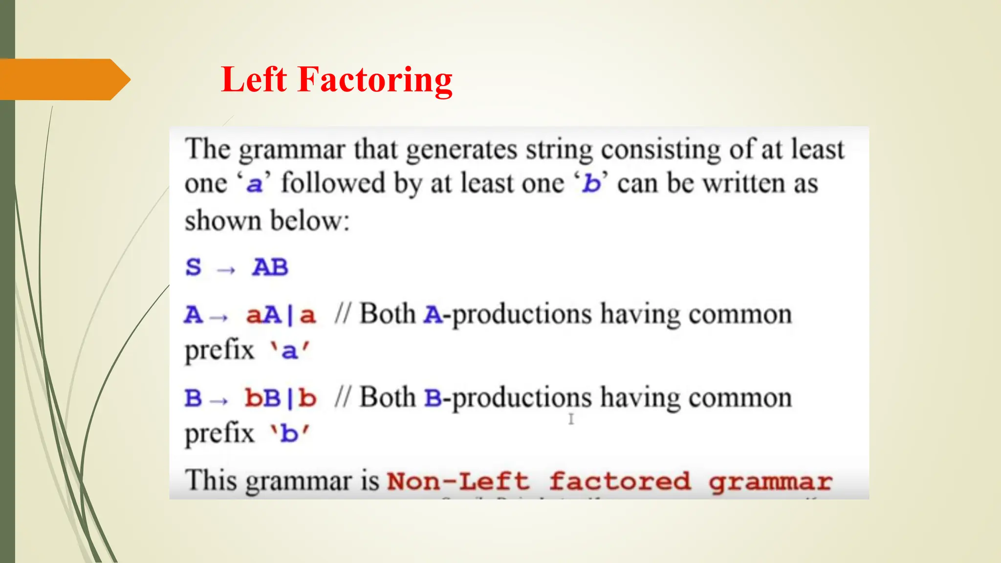 Left Factoring
 