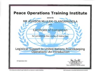 LOGISTIC SUPPORT IN PEACEKEEPING