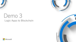Demo 3
Logic Apps to Blockchain
 