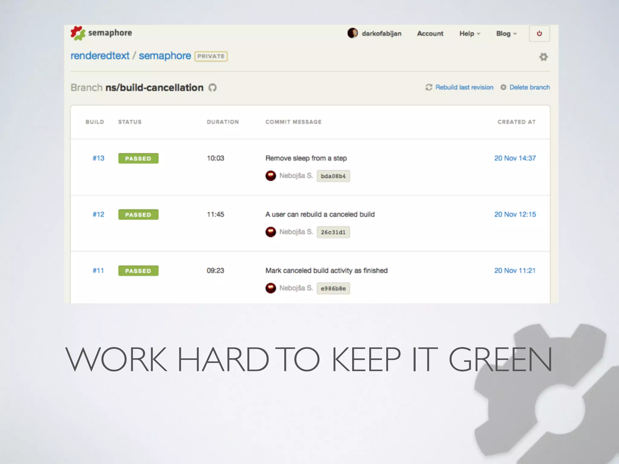 WORK HARD TO KEEP IT GREEN 
 