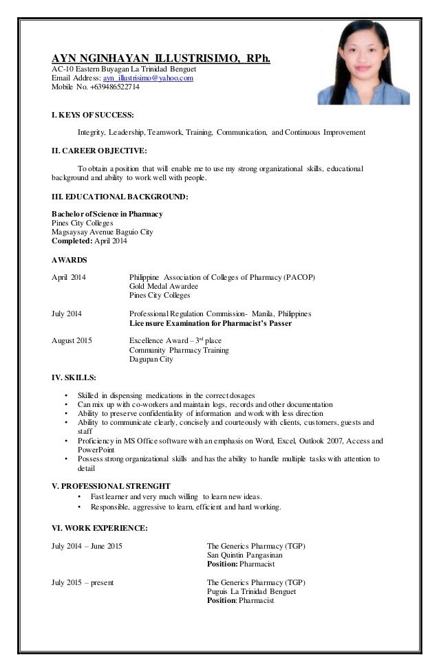 resume sample format of resume for job