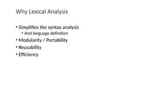 CD2 - Lexical Analysis Compiler Design PPT | PPTX