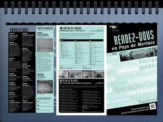 MUSÉE DE MORLAIX     PRÉPARATION SAISON 2011
                                                                                                            CHÂTEAU DU TAUREAU
  EXPOSITIONS
                                                                                                                                                                                                                                                                                                     VOUS
                                                                                                                                                                                                                                                    02 98 62 29 73
                                                                                  02 98 88 68 88 / www.ville.morlaix.musee.fr
                                                                                                                                Embarquez pour l’aventure !                                                                             www.chateaudutaureau.com




                                                                                                                                                                                                                                                                                              D E Z-
                                                                                 26/03 AU 12/06




                                                                                                                                                                                                                                                                                          REN
                                        27/04 AU 15/05                                                                          En bateau depuis Carantec ou Plougasnou, partez à la découverte du monument emblématique
                                                                                 Fernande Petitdemange :
05/04 AU 01/05
                                                                                                                                de la Baie de Morlaix ! Solidement ancré sur son roc, cette forteresse imposante a été érigée
Peintures sur bois                      Festival Armor India 2011                le fonds de Jacques Burel                      au XVIe siècle pour protéger la ville de Morlaix des invasions corsaires anglaises.




                                                                                      GUIDE DÉCOUVERTE
flottés et toiles                       Exposition de tapisseries de
                                        l’Atelier de la Martinerie :             Musée des Jacobins                             C : départ de Carantec, plage du Kelenn / P : départ de Plougasnou, port du Diben
Café Culturel                                                                                                                   Les dates et horaires :
                                        dialogue sur des thèmes
Place Allende, Morlaix
                                        soufis et orientaux, autour de
                                                                                                                                 avril                                             mai                                              juin


                                                                                                                         Mo r l a i x
02 98 63 21 29
                                        Kabir, le grand philosophe et
                                        poète indien du XVe siècle.
5/03 AU 31/05                           Tous les jours : 14 h - 18 h.                                                            D 10 C 11 h 45 / P 15 h 15                        D 3 P 9 h 45, 15 h                               D 2 P 9 h 45 / C 16 h




                                                                                                                ay s d e
                                        Dimanche : 10 h - 12 h / 14 h - 18 h.
Le Regard Éclairé                                                                                                                D 12 C 11 h, 15 h                                 D 5 C 10 h / P 16 h                              D 3 P 10 h, 15 h 30




                                                                                     Modifications légères en P
                                        Siège AADI, Manufacture des
                                        Tabacs – Cour des Artistes, Morlaix
Des artiste bretons : Yvon              02 98 62 45 75 www.aadi-mx.org                                                           D 13    C 11 h, 15 h                              D 7 C 10 h 45 / P 16 h 30                        D 4 C 10 h 30 / P 16 h 15
Follorou, Faliu, Sylda, Sophie                                                                                                                                                     D 10 C 13 h 45 / P 15 h                          D 5 Visite historique : C 11 h , P 16 h 45
Degano, Patrick Zeyen,Yves                                                                                                       D 20    P 10 h 45, 16 h 30
                                        30/04 AU 29/05
Château, Anne-Marie Lenevez,                                                                                                     D 24    C 12 h 15 / P 15 h 15                     D 11 C 10 h 30, 14 h, 15 h /                     D 10 C 10 h 45, 15 h
côtoient des artistes du monde
venus d’Espagne, de Cuba, du            Jeunes Talents                                                                           D 25    C 10 h 30, 13 h 30 /
                                                                                                                                                                                        Pirates : C 11 h 45
                                                                                                                                                                                                                                    D 11 C 11 h 15, 16 h 15
                                                                                                                                                                                   D 12 C 11 h, 15 h 15, 16 h 15
                                                                                                                                                                                                                                                                                                     in 2011
                                                                                Couverture «Marque de Bretagne»
                                        Exposition de peintures,                                                                         Chasse à l’œuf : C 15 h 15
Danemark et de Lituanie. Une                                                                                                                                                                                                        D 12 C 12 h 15 / Visite chantée : C 17 h 30
exposition riche de créations           sculptures et photographies              Exposition. Ultime hommage rendu                    26 C 11 h 15, 14 h 15, 15 h 15 /              D 19 Visite historique : C 10 h 15, P 16 h 15                                                                ju
                                                                                                                                                                                                                                                                                      av ri l D
                                                                                                                                 D
multiples pour éclairer le regard.      destinée à faire connaître               à Jacques Burel à l’occasion du                         Pirates : C 12 h 15                                                                        D 13 P 12 h / C 13 h 30
Galerie Le Regard Éclairé               de jeunes talents dans le                10e anniversaire de sa mort par la                                                                D 21 C 11 h 30 / P 12 h 30, 17 h
rue ange de Guernisac, Morlaix                                                                                                   D   27 Visite historique : C 11 h, 15 h /                                                          D 16 P 9 h 30, 15 h
                                        cadre magniﬁque de la                    photographe Fernande Petitdemange en                                                              D 24 C 10 h 45, 11 h 45, 13 h




                                                                                 i n é T N O Z Vi si te s s
02 98 67 48 15                          Chapelle de Saint Antoine.               résidence de création, au Musée durant                  Pirates : C 12 h 15                                                                        D 18 C 10 h 45 / P 16 h 15
                                                                                                                                     28 Pirates : P 10 h / C 12 h 30 / P 13 h 15 D 25 C 11 h 15, 14 h 15, 15 h 15 /




                                                                               C S
                                        Ouvert les samedis et                    l’année 2010.
                                        dimanches : 14 h - 19 h.                                                                 D
                                                                                                                                                                                          Pirates : C 12 h 30                       D 23 C 11 h, 14 h / P 15 h
10/03 AU 21/04
                                        Chapelle St-Antoine, Route               Fernande Petitdemange porte un
                                                                                 regard singulier sur la collection d’art                                                          D 26 C 11 h 15, 14 h 15, 15 h 15                 D 24 C 11 h, 14 h, 15 h
Stérec                                  de St Antoine, Plouezoc’h
                                        02 98 67 27 22                           populaire et ses fragments insigniﬁants
                                        www.plouezoch.fr                                                                                                                           D 27 C 11 h 15, 14 h 15,15 h 15                  D 25 C 11 h, 14 h / Visite théâtrale : C 15 h




                                                                                 s F E ulture guidée
Marianne Guillou, pour parler                                                    par leur banalité, leur étrangeté et leur
d’elle, parlons d’île : Stérec. Dans                                             humilité, choix volontaire de l’artiste                                                           D 29 P 11 h / C 14 h                             D 26 C 11 h, 14 h, 15 h




                                                                      NatuLrAeDE
son œuvre, cet îlot breton n’est        1/05 AU 29/05                            collectionneur Jacques Burel.
jamais très loin, elle y revient sans                                            « Fernande Petitdemange ne cherche pas                                                                                                             D 30 C 15 h / P 13 h 30
cesse « pour se retrouver, s’asseoir    Début de l’élevage                       à imposer sa vision. À travers tous ces




                                                                   es B A
                                                    GUIDE ANIMATIONS S C
                                                                                                                                Tarifs
                                                                                 fragments, qu’elle emprunte à l’oubli,




                                                              or tiversion
chez soi ». Son dernier projet en
                                        des ficelles                                                                            Adulte : 13 €                                                                 Réservation :




                                                                                                           s
est la preuve colorée et sensible.                                               elle révèle de manière sensible toute          Enfant de 4 à 12 ans : 6 € (gratuit pour les moins de 4 ans)                  CCI de Morlaix, 02 98 62 29 73




                                                            S                                       tureE S
Espace du Roudour,                      Exposition de Marine                     la fragilité de ce monde auquel nous           Supplément pour les visites thématiques                                       www.chateaudutaureau.com
St-Martin-des-Champs                                                             appartenons. Son travail est aussi une




                                                                                           tiesNNa N N É
02 98 15 20 90
                                        Joatton, art contemporain
                                        Ouvert tous les week-end et pendant      invitation à reconsidérer ce que nous
www.espace-roudour.com                  les vacances scolaires : 14 h - 18 h.    nommons le beau. »




                                                     Nouvelle
                                        Galerie Réjane Louin




                                                                                  S S or R A D O
16/04 AU 01/05                          Rue de l’Eglise, Locquirec
                                        02 98 79 36 57                           5/04/11 AU 19/06/2011

Sophie Gouchen                                                                   L’Œuvre Choisie :
                                        01/06 AU 31/08
Exposition d’une série d’œuvres
                                                                                 « Les Tas de pois »


                                                                         R E N C E st i va l
autour du thème de la maison
Centre socioculturel                    Christian Ruhaut                         Maison à Pondalez




                                                          Plus claire                                Ci n é
                                                                                                                                          À FER ET À FLOTS
Rue Pasteur, Carantec                   Galerie Le Regard Éclairé




                                                                 CONFÉ
02 98 67 00 43                          Rue Ange de Guernisac, Morlaix
                                        02 98 67 48 15




                                                                                Fe                s
                                                                                             tacleR E N C E S
                                                                                                                                                                                                                                                          02 98 62 07 52
19/03 AU 01/05
                                        10/06 AU 10/07                                                                          Une journée pas comme les autres !                                                                                     www.aferaﬂots.org
Antoine Perrot



                                                      - Les temps fortsM A Spec F É
Art contemporain                        Come as you are                                                                         Découvrez le patrimoine et les paysages : à pied, en train et en bateau. Les escales de ces journées sont variées et
Tous les jours : 14 h - 18 h. Sauf le   Une exposition en collaboration                                                         vous mènent tantôt vers l’Île-de- Batz, tantôt vers Roscoff ou encore Saint-Pol-de-Léon et Morlaix.
lundi pendant les vacances scolaires    avec les Verrières, ateliers-




                                                                     C I N É horsades Ctableau R T S
Galerie Réjane Louin                    résidences de Pont Aven. Des
Rue de l’Eglise, Locquirec
                                        œuvres de Grégory Buchert,                                                              Les prochaines sorties :
02 98 79 36 57




                                                                                             ON
                                        John Cornu, Benjamin Husson,                                                            D dimanche 24 avril : vers l’Île-de- Batz                                     D dimanche 29 mai : vers l’Île-de- Batz
                                        Mathilde Mestrallet, Julie Meyer,                                                         9 h 45, départ des écluses du port de Morlaix                                    10 h 30, départ de l’ofﬁce de tourisme de Morlaix
9/04 AU 08/05
                                        Eva Taulois et Mathieu Tremblin




                                        - AFAF et Château du Taureau B a l du                   ONCE
Alain Le Nost                           prendront place à la chapelle
                                        Saint-Mathieu, et sur un ancien
                                                                                 Yvonne Jean Haffen.                            D Samedi 30 avril : vers Morlaix
                                                                                                                                  10 h, départ de l’Ofﬁce de Tourisme de Roscoff
                                                                                                                                                                                                              D dimanche 5 juin : vers l’Île-de- Batz
                                                                                                                                                                                                                   9 h 45, départ des écluses du port de Morlaix




                                                                                                                                                                                                                                                                                       C
                                                                                                                                                                                                                                                                                 é e s ÉE S F e s t i v a l
Exposition de peinture                  site ostréicole de Taulé.
Salle Anne de Bretagne,                 Chapelle Saint-Mathieu, Morlaix                                                         D dimanche 1er mai : vers l’Île-de- Batz                                      D dimanche 12 juin : vers l’Île-de- Batz




                                                                                                                                                                                                                                                                           ndonn
Pleyber-Christ                          02 98 88 25 62
02 98 78 53 15                          lesmoyensdubord.free.fr                  Les Ateliers d’Histoire de l’Art                 10 h 30, départ de l’ofﬁce de tourisme de Morlaix                                10 h 30, départ de l’ofﬁce de tourisme de Morlaix
                                                                                 Le mardi à 18 h au Musée des Jacobins          D samedi 7 mai : vers l’Île-de-Batz                                           D samedi 18 Juin : vers l’Île-de-Batz




                                                                                                              R
                                                                                         - QR Code / principales rubriques                                                                                                                                               a
18/04 AU 01/05                          26/06 AU 10/07                                                                            9 h 45, départ de l’Ofﬁce de Tourisme de Morlaix                                 9 h 30, départ de l’Ofﬁce de Tourisme de Morlaix




                                                                                                                      TES G UID
                                                                                 5/04
La Maison des Peintres                  La Maison des Peintres                   Monographie : Marius Borgeaud
                                                                                                                                D dimanche 8 mai : vers l’Île-de- Batz
                                                                                                                                  9 h 45, départ des écluses du port de Morlaix
                                                                                                                                                                                                              D dimanche 26 juin : vers l’Île-de- Batz
                                                                                                                                                                                                                   10 h 30, départ de l’ofﬁce de tourisme de Morlaix
Exposition des œuvres                   Exposition des œuvres


                                                                                                                    I                                                                                                                                                               VIS
de Marie-Hélène Livolant,               de Steva (Brigitte                       12/04                                          D dimanche 15 mai : vers l’Île-de- Batz                                       Renseignements et réservations :
François Scouarnec, Dominique           Deschamps-Conan) et Maho                                                                  10 h 30, départ de l’ofﬁce de tourisme de Morlaix                           À Fer et À Flots
                                                                                                                                                                                                                                                                                                                                        r
                                                                                                                                                                                                                                                                                                                           d a t e s su
                                                                                 Clovis Trouille, peintre de la belle époque                                                                                  Ofﬁce de tourisme - Parvis Saint-Melaine - Morlaix
Hamon, Christiane Cheyrezy              (Dominique Kéruzec).

                                                                                                                                                                                                                                                                                                                  utes les laix.f r
                                        Tous les jours : 15 h - 19 h.                                                           D dimanche 22 mai : vers l’Île-de- Batz                                       02 98 62 07 52
et Anna Sarzaud.                                                                                                                                                                                              www.aferaﬂots.org
Ouvert tous les jours : 15 h - 19 h.    Maison des Peintres, St-
                                        Jean-du-Doigt
                                                                                 19/04                                            9 h 45, départ des écluses du port de Morlaix
                                                                                                                                                                                                                                                                                                               To         or
                                                                                                                                                                                                                                                                                                                       .m
Maison des Peintres, St-

                                                                                                                                                                                                                                                                                                                 me
                                        02 98 67 34 07                           Les impressionnistes et le paysage                                                                                           Tarifs



                                                                                                                                                                                                                                                                                                        w.touris
Jean-du-Doigt                                                                                                                   D samedi 28 mai : vers Morlaix                                                Adulte : 25 €
02 98 67 34 07                                                                                                                    10 h, départ de l’Ofﬁce de Tourisme de Roscoff                              Enfant de 4 à 12 ans : 13 € (gratuit pour les moins de 4 ans)

                                                                                                                                                                                                                                                                                                     ww
 