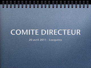COMITE DIRECTEUR
    20 avril 2011 - Locquirec
 