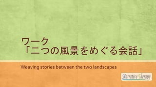 `
ĤLᤰԒ
Weaving stories between the two landscapes
 