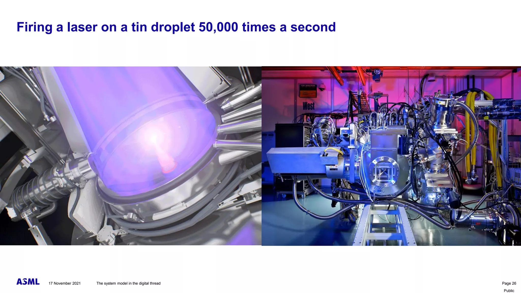 Public
Firing a laser on a tin droplet 50,000 times a second
The system model in the digital thread Page 26
17 November 2021
 