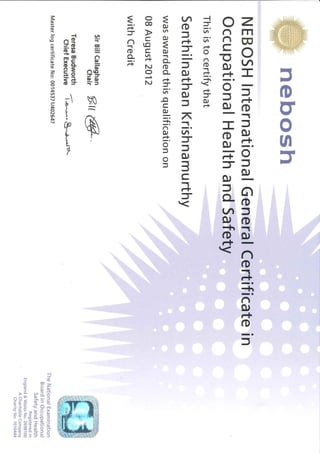 Senthil Krishnamurthy Certificate