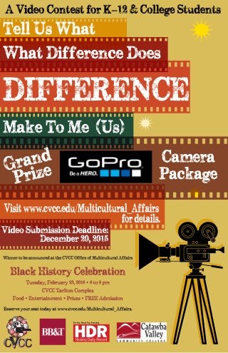 CVCC Office of Multicultural Affairs Black History Celebration Video Contest Poster