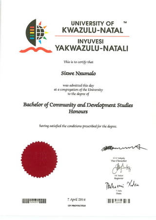Honours Certificate & Academic Record